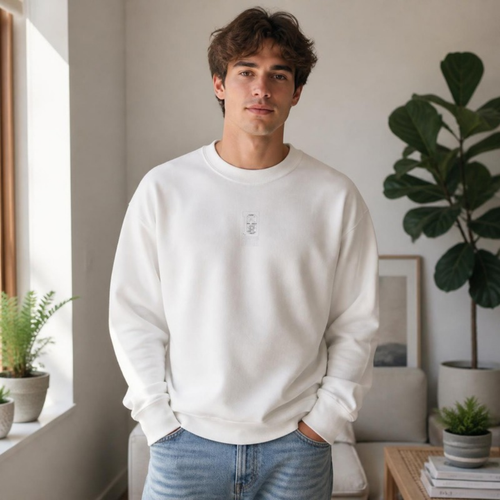 Model wearing the Minimalist Crewneck Sweatshirt