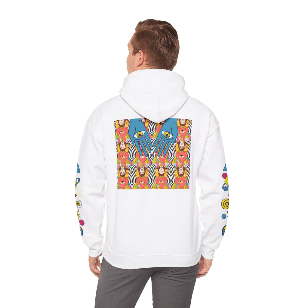 Blue Hand Eyes hoodie | Psychedelic Pattern Hoodie, Sleeve Graphic