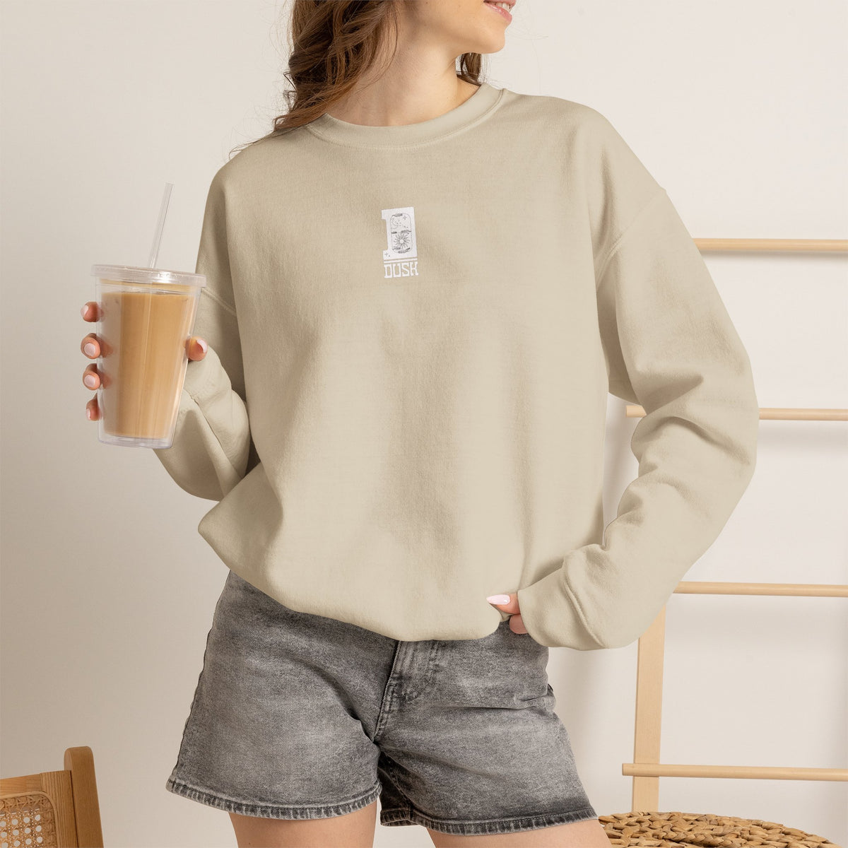 Minimalist Crewneck Sweatshirt - Tiny Center Logo, Clean Aesthetic Unisex Pullover, Cozy Everyday Sweater