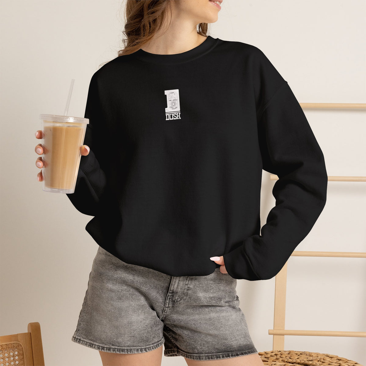Minimalist Crewneck Sweatshirt - Tiny Center Logo, Clean Aesthetic Unisex Pullover, Cozy Everyday Sweater