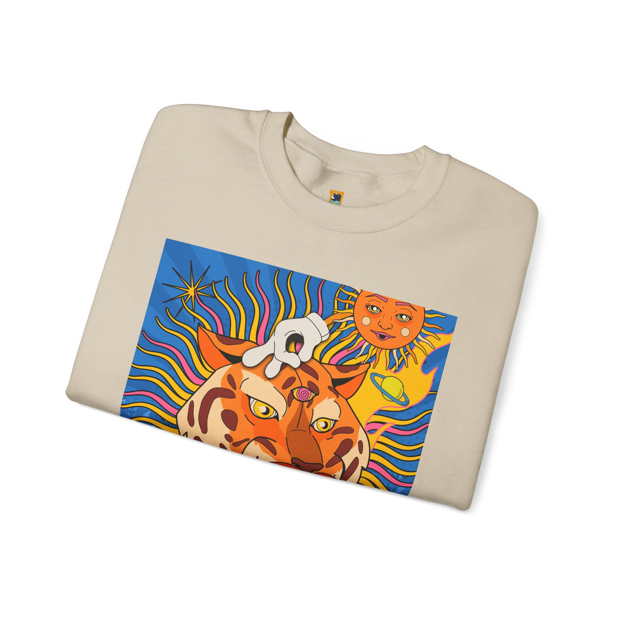 Psychedelic Tiger Tongue Sweatshirt | Retro 70s Pop Art Crewneck