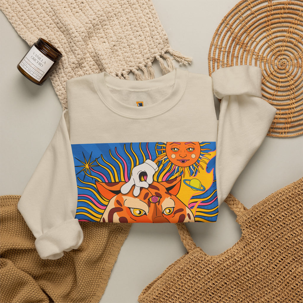 Psychedelic Tiger Tongue Sweatshirt | Retro 70s Pop Art Crewneck
