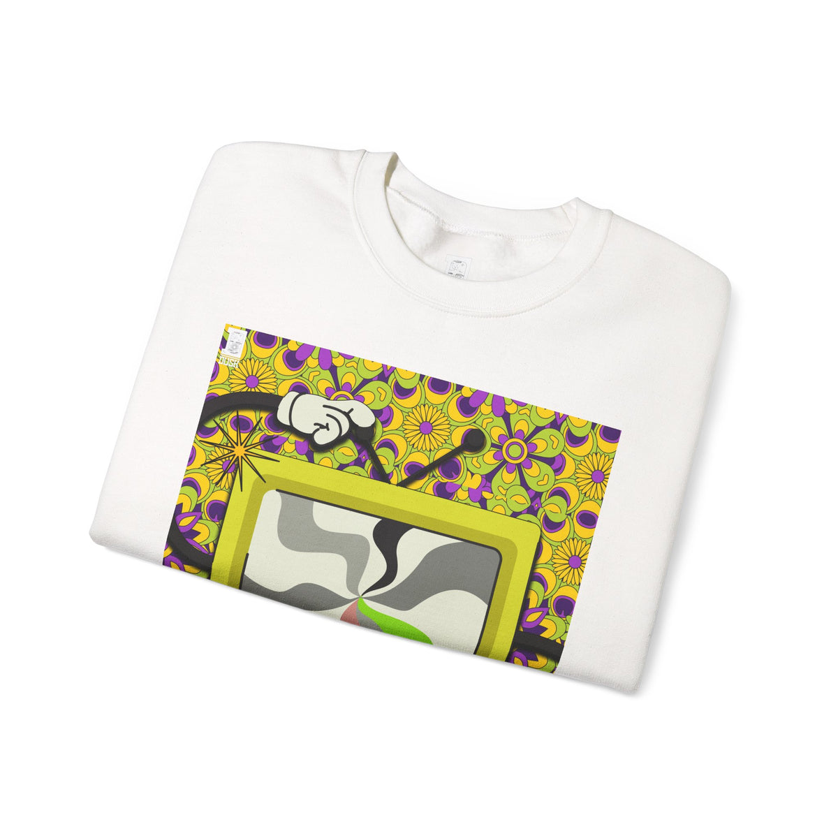 Psychedelic Tongue & TV Illustration Sweatshirt | Kaleidoscope Sleeve Art