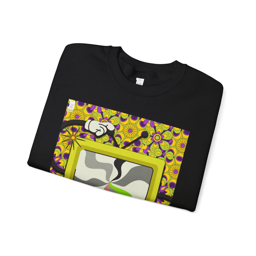 Psychedelic Tongue & TV Illustration Sweatshirt | Kaleidoscope Sleeve Art