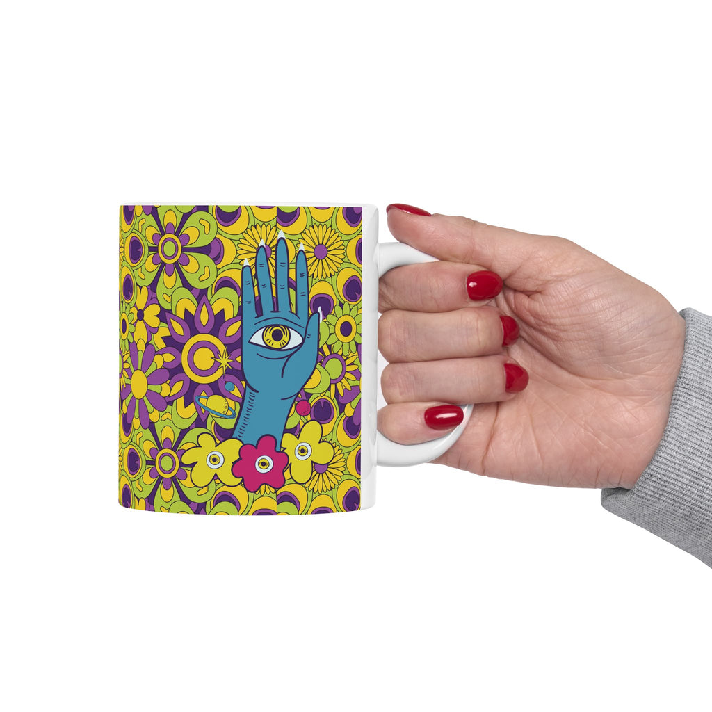 Retro Floral Pattern Mug | 11oz 15oz Ceramic
