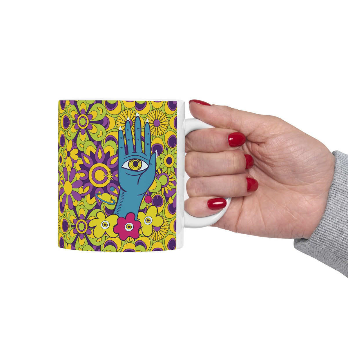 Retro Floral Pattern Mug | 11oz 15oz Ceramic