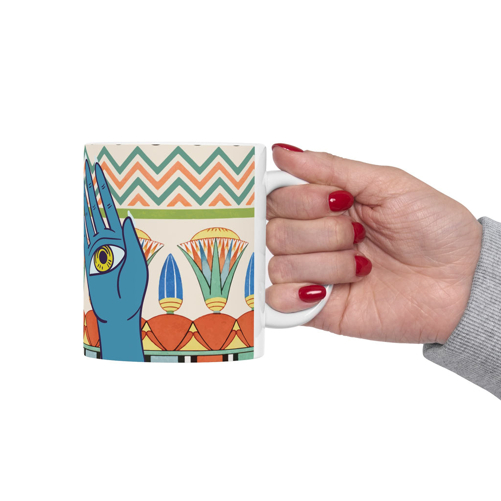 Mystic Hand Eyes Mug | Boho Tarot Illustration Ceramic Coffee Cup