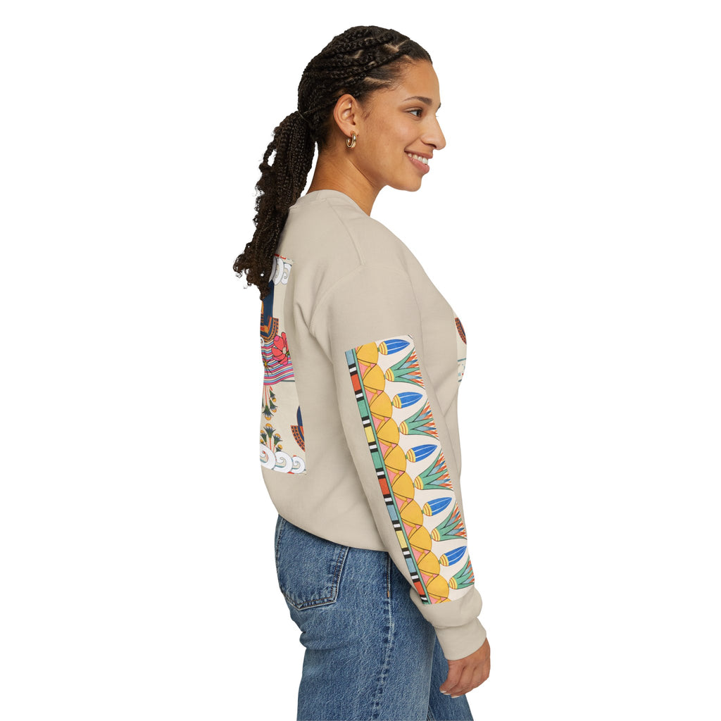 Egyptian Horus Pattern Sweatshirt | Retro Folk Art Crewneck