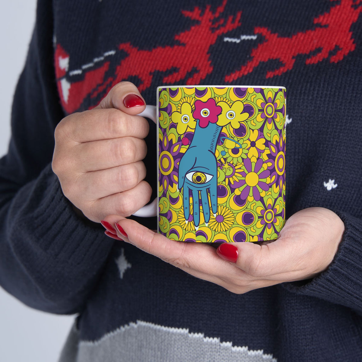 Retro Floral Pattern Mug | 11oz 15oz Ceramic
