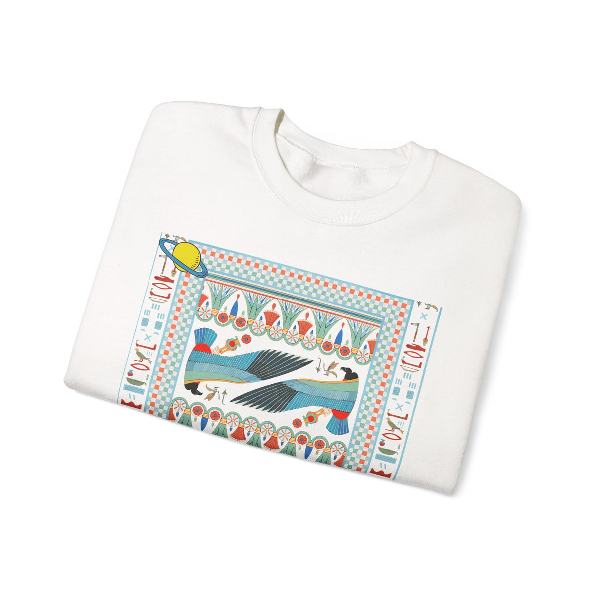 Folk Art Whale Sweatshirt - Boho Mystic Hands Crewneck, Retro Ocean Graphic Unisex Sweater