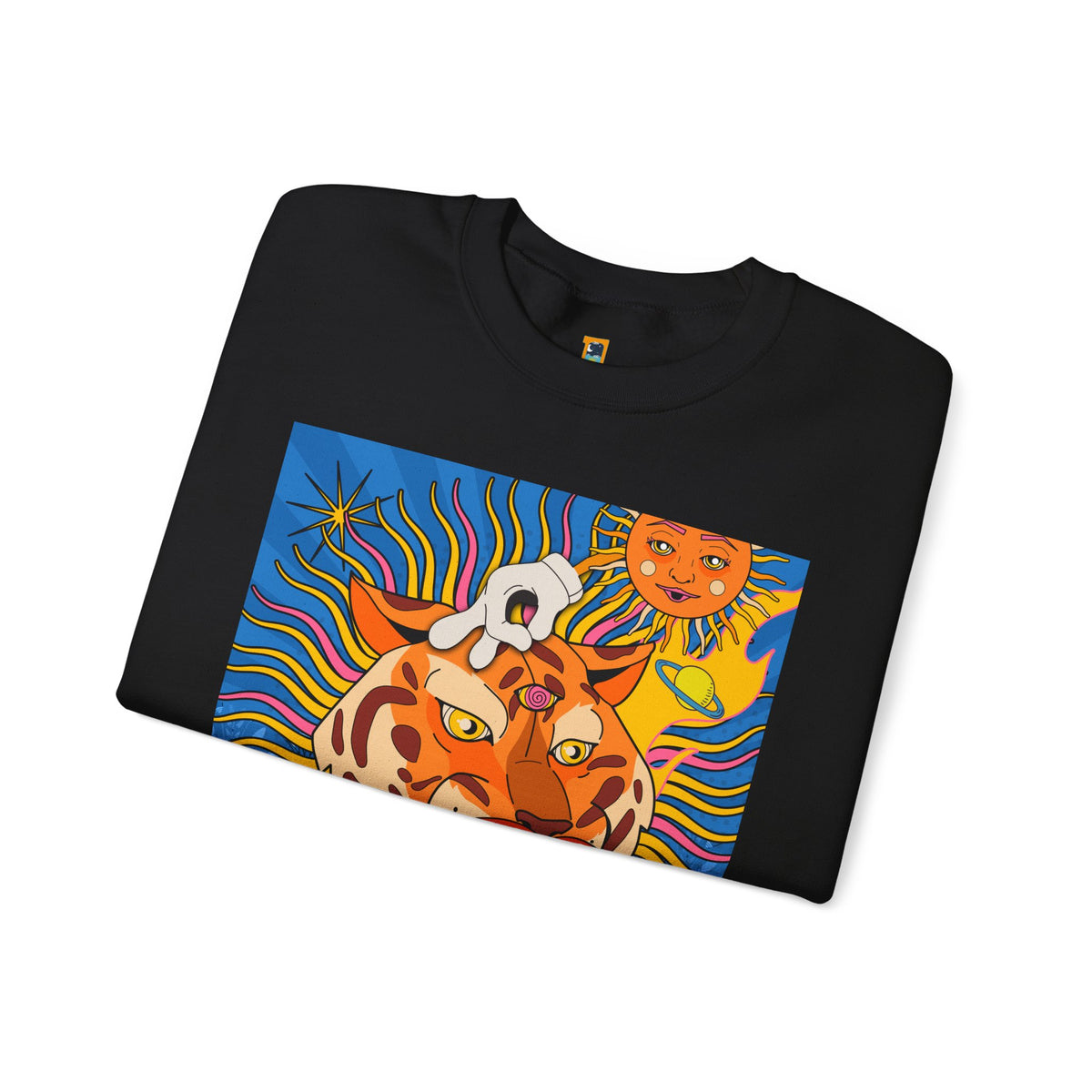 Psychedelic Tiger Tongue Sweatshirt | Retro 70s Pop Art Crewneck