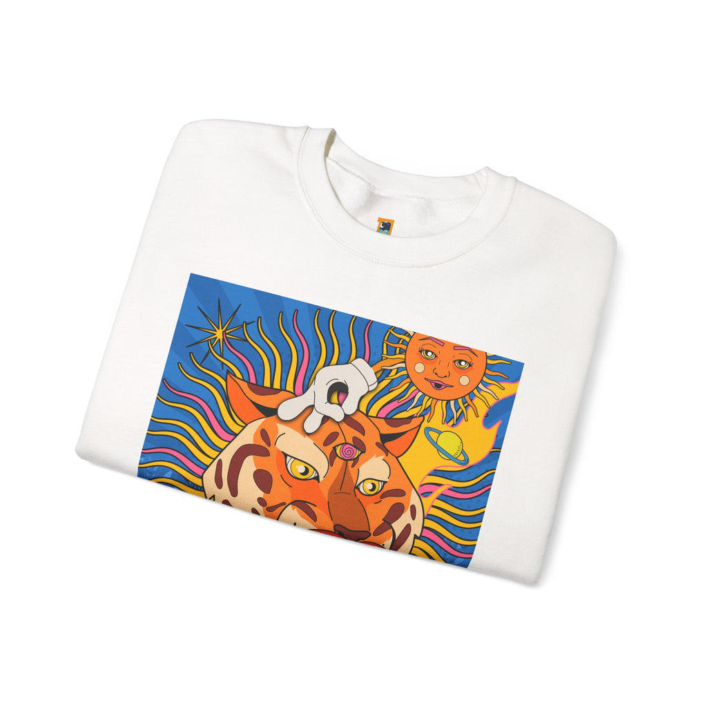Psychedelic Tiger Tongue Sweatshirt | Retro 70s Pop Art Crewneck