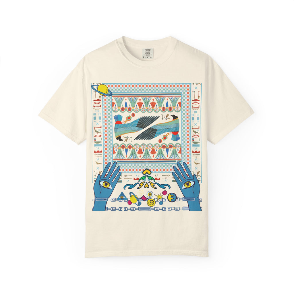 Mystic Hands Graphic Tee, Retro Folk Art Celestial Shirt, Comfort Colors Garment-Dyed Unisex T-Shirt