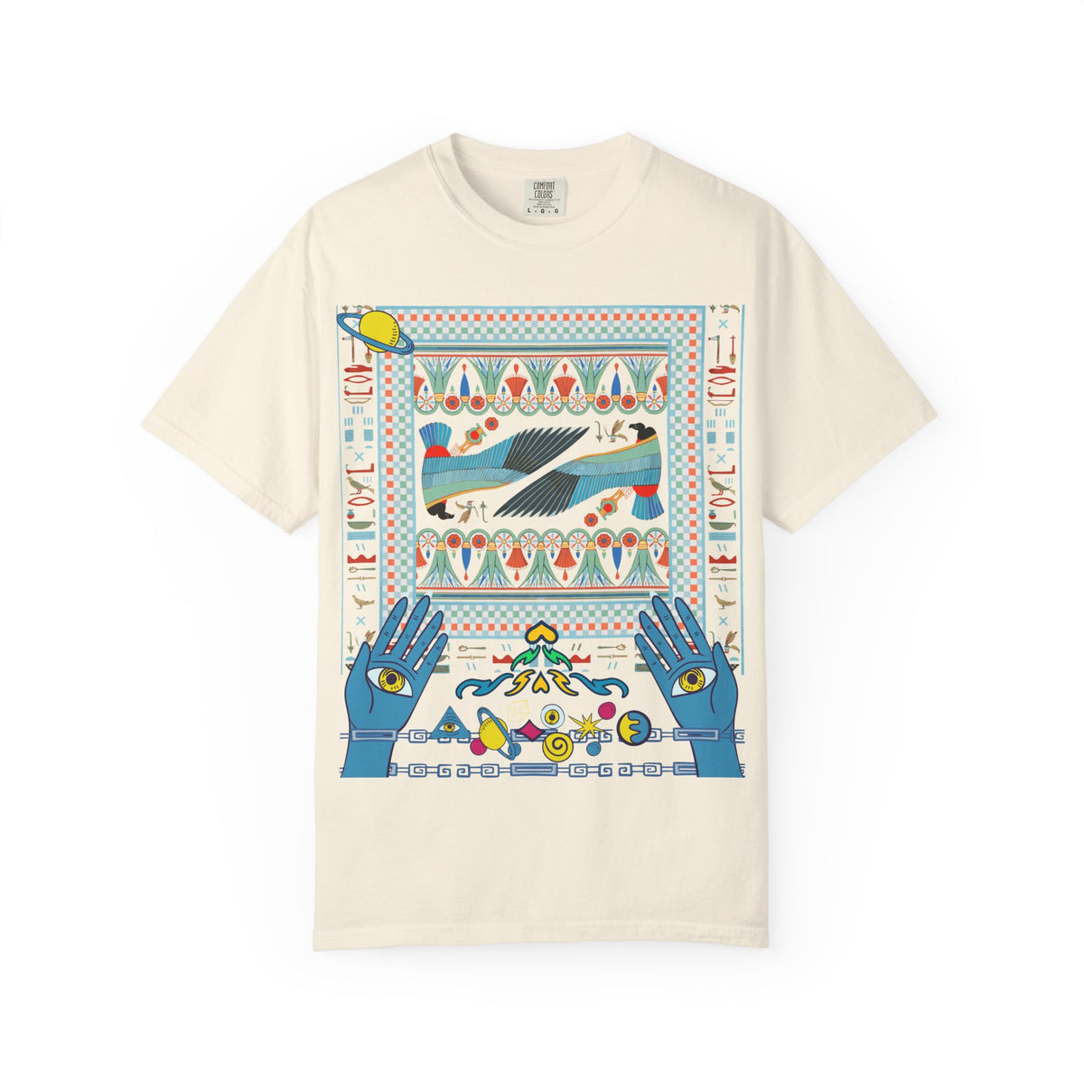 Mystic Hands Graphic Tee, Retro Folk Art Celestial Shirt, Comfort Colors Garment-Dyed Unisex T-Shirt