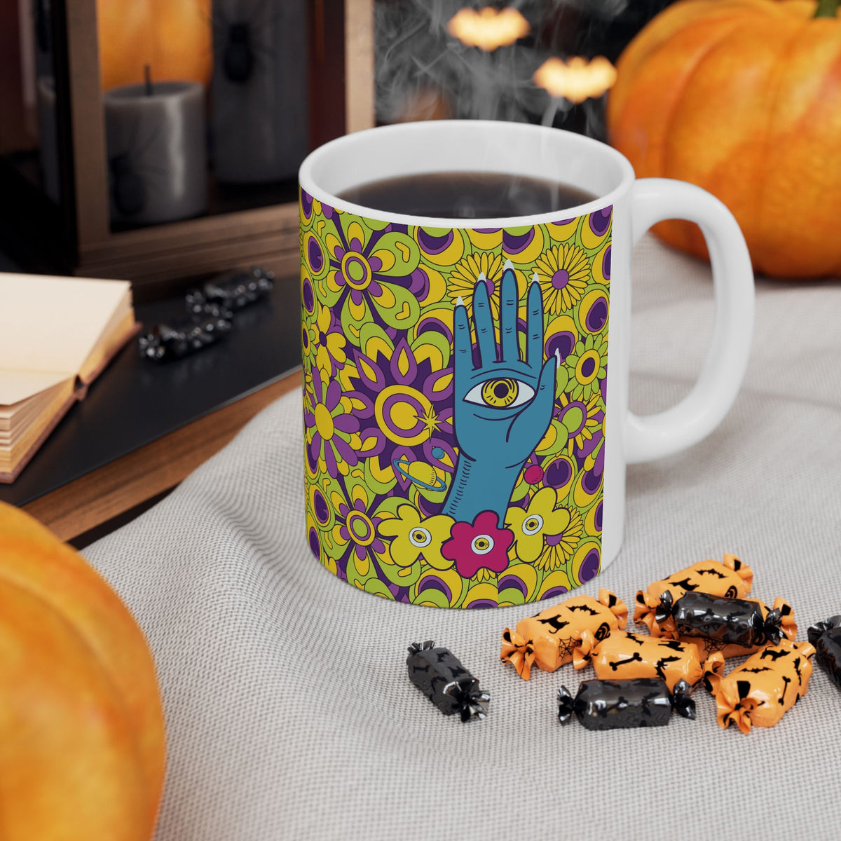 Retro Floral Pattern Mug | 11oz 15oz Ceramic