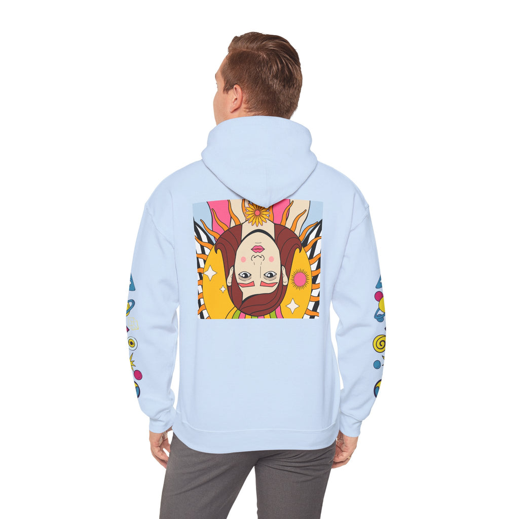 Sleepy Sun Hoodie - Psychedelic Retro 70s Sunrise Graphic Sweatshirt with Sleeve Print