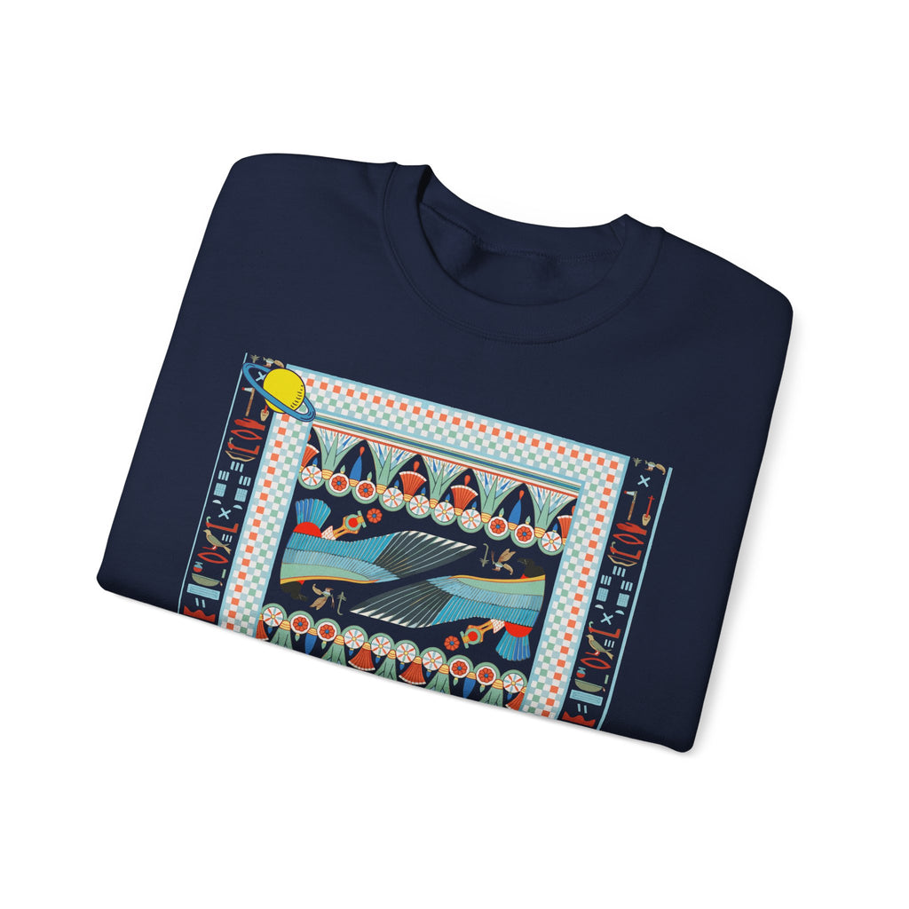 Folk Art Whale Sweatshirt - Boho Mystic Hands Crewneck, Retro Ocean Graphic Unisex Sweater
