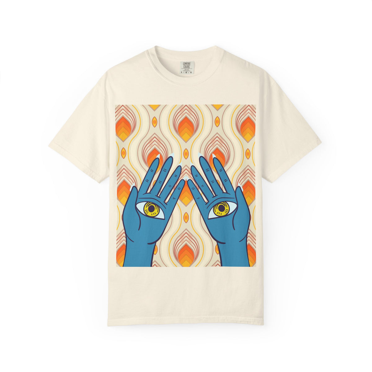 Blue Hand Eyes graphic T-shirt | Bohemian Eye Pattern Tee