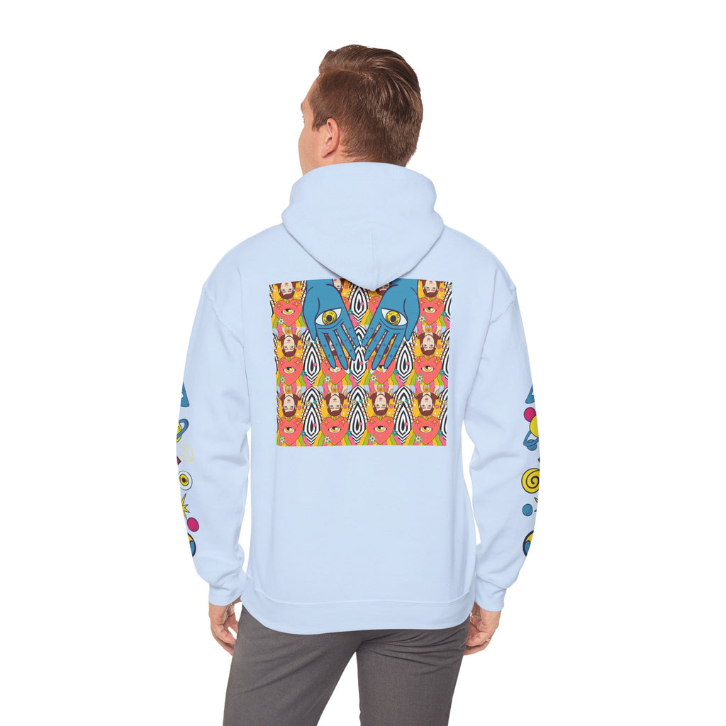 Blue Hand Eyes hoodie | Psychedelic Pattern Hoodie, Sleeve Graphic