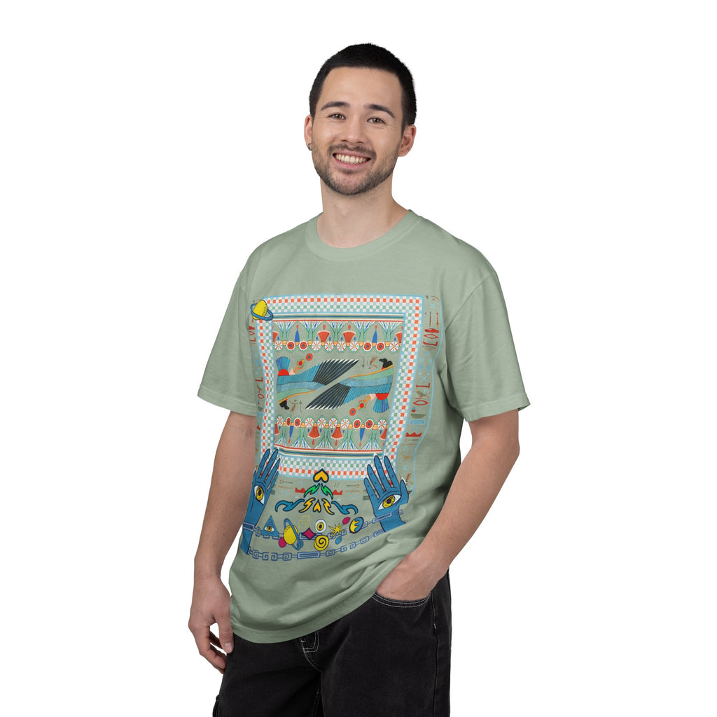 Mystic Hands Graphic Tee, Retro Folk Art Celestial Shirt, Comfort Colors Garment-Dyed Unisex T-Shirt