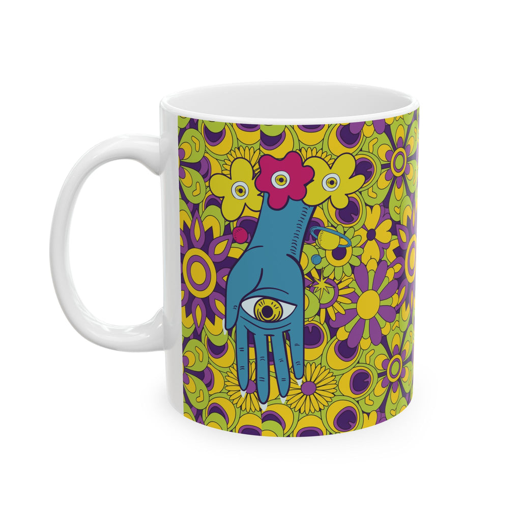 Retro Floral Pattern Mug | 11oz 15oz Ceramic