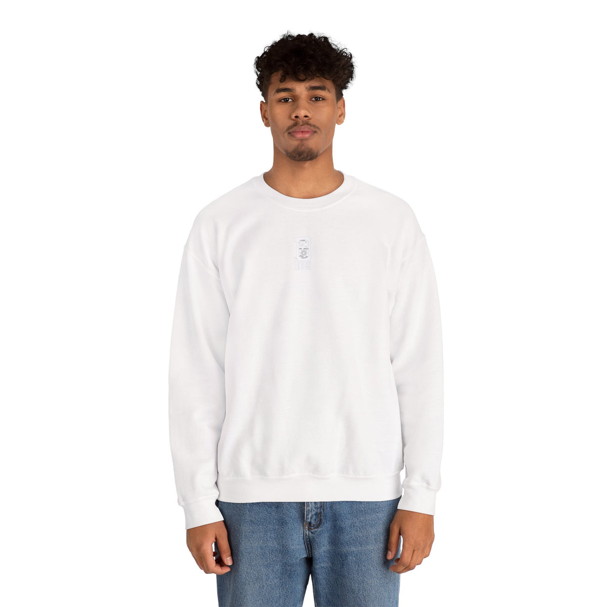 Minimalist Crewneck Sweatshirt - Tiny Center Logo, Clean Aesthetic Unisex Pullover, Cozy Everyday Sweater