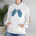 Blue Hand Eyes hoodie | Psychedelic Pattern Hoodie, Sleeve Graphic