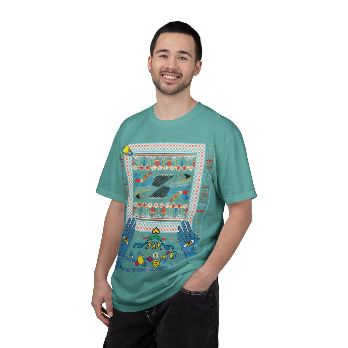 Mystic Hands Graphic Tee, Retro Folk Art Celestial Shirt, Comfort Colors Garment-Dyed Unisex T-Shirt