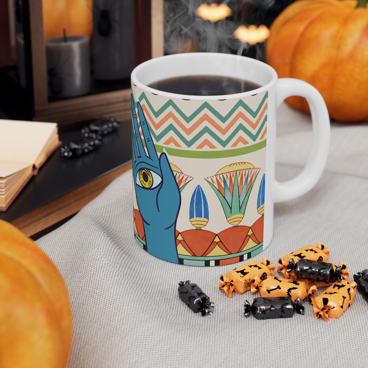 Mystic Hand Eyes Mug | Boho Tarot Illustration Ceramic Coffee Cup