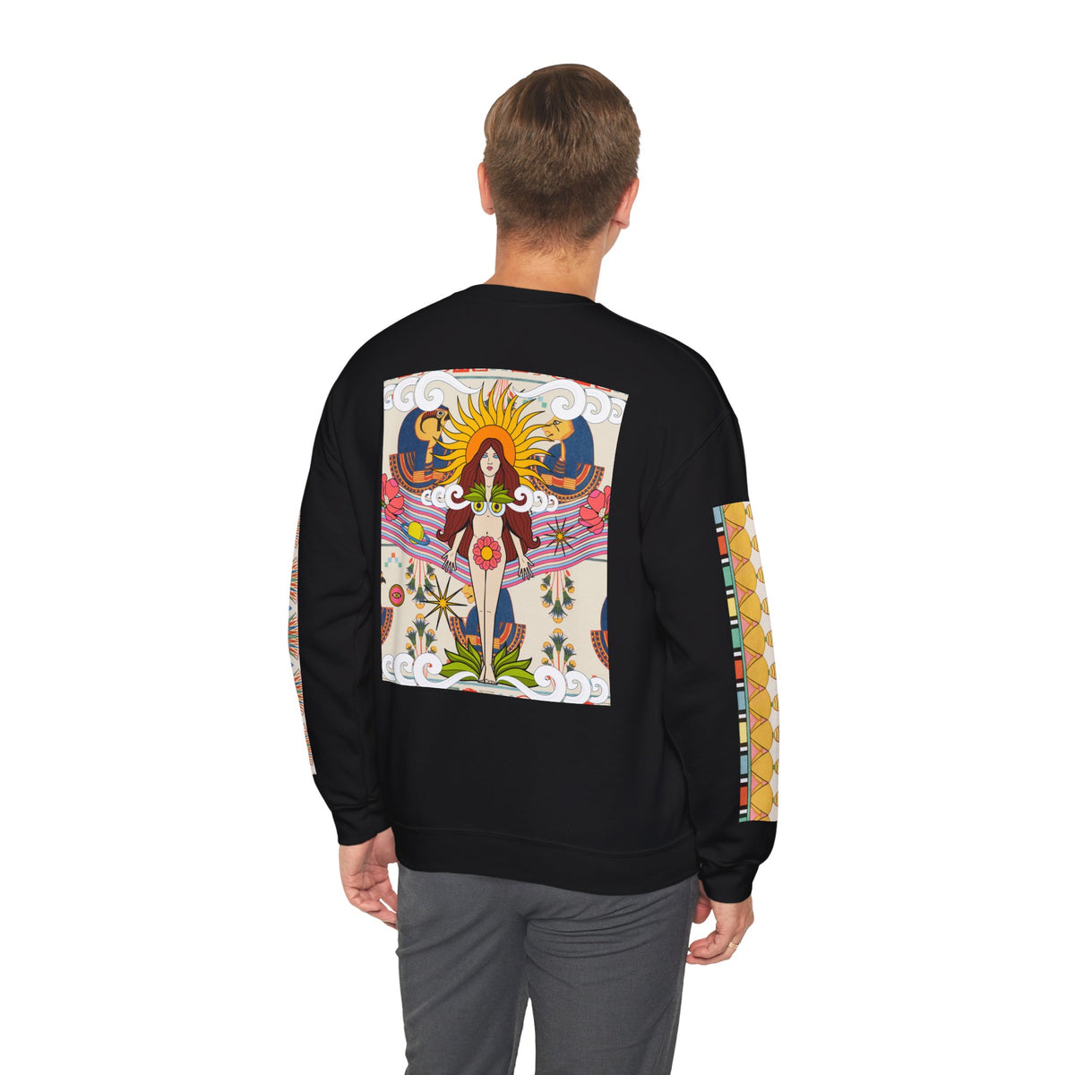 Egyptian Horus Pattern Sweatshirt | Retro Folk Art Crewneck