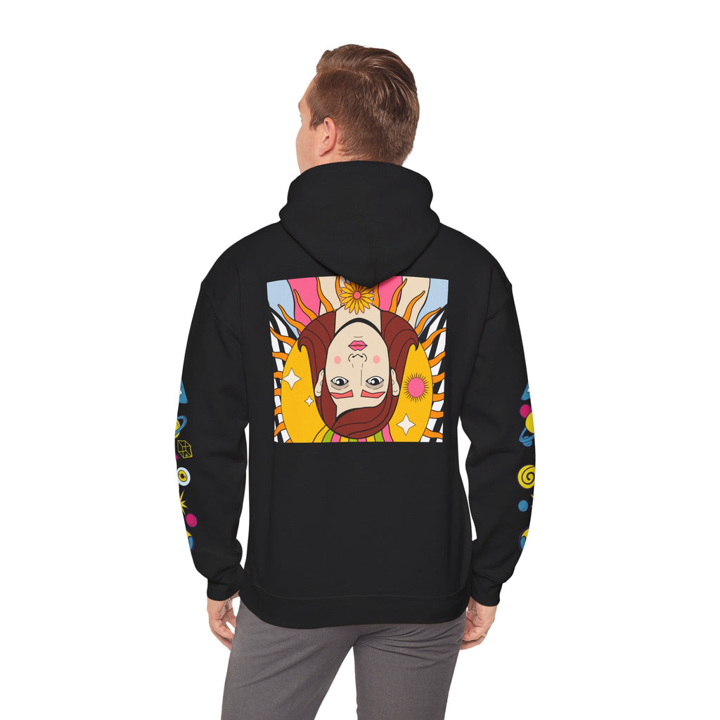 Sleepy Sun Hoodie - Psychedelic Retro 70s Sunrise Graphic Sweatshirt with Sleeve Print