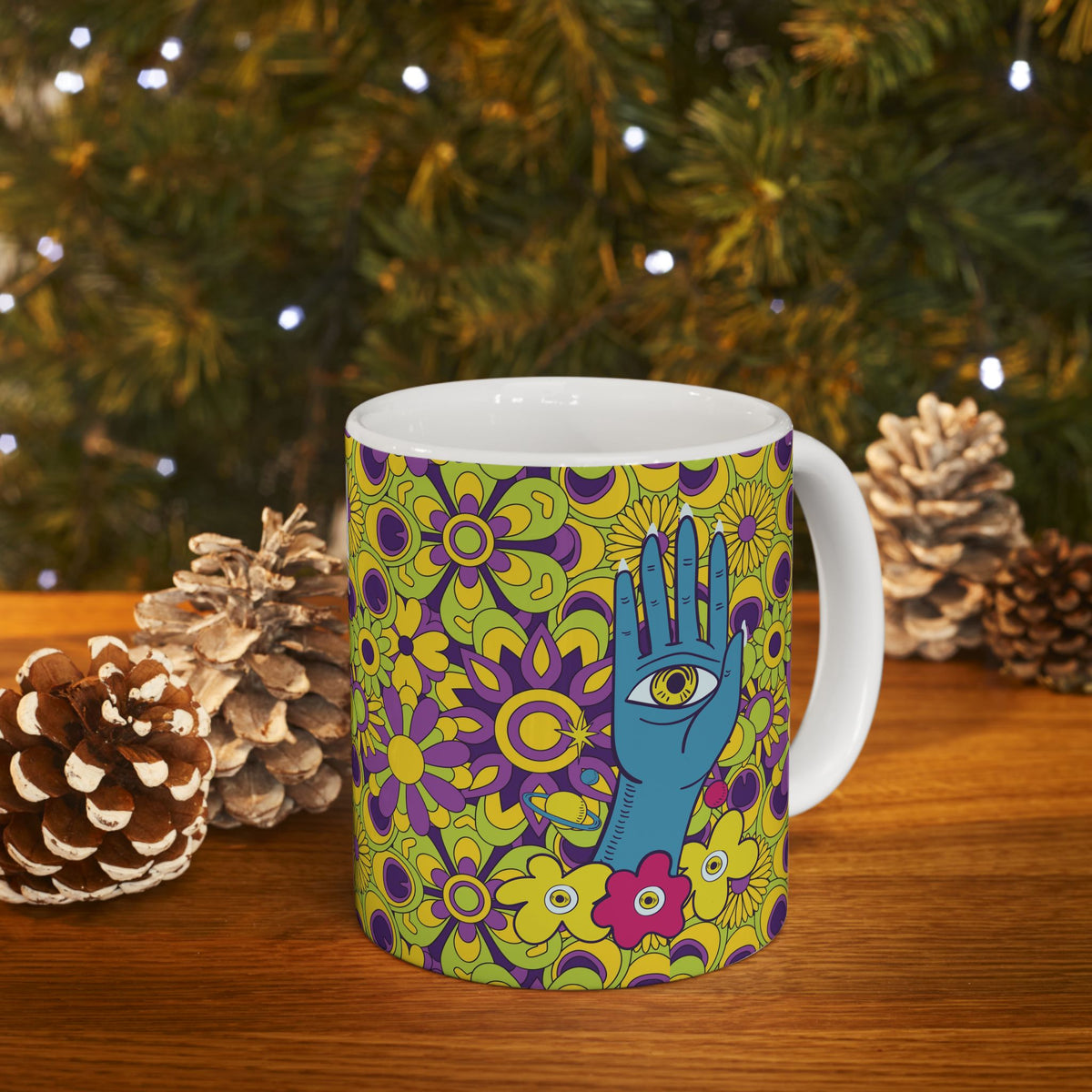 Retro Floral Pattern Mug | 11oz 15oz Ceramic