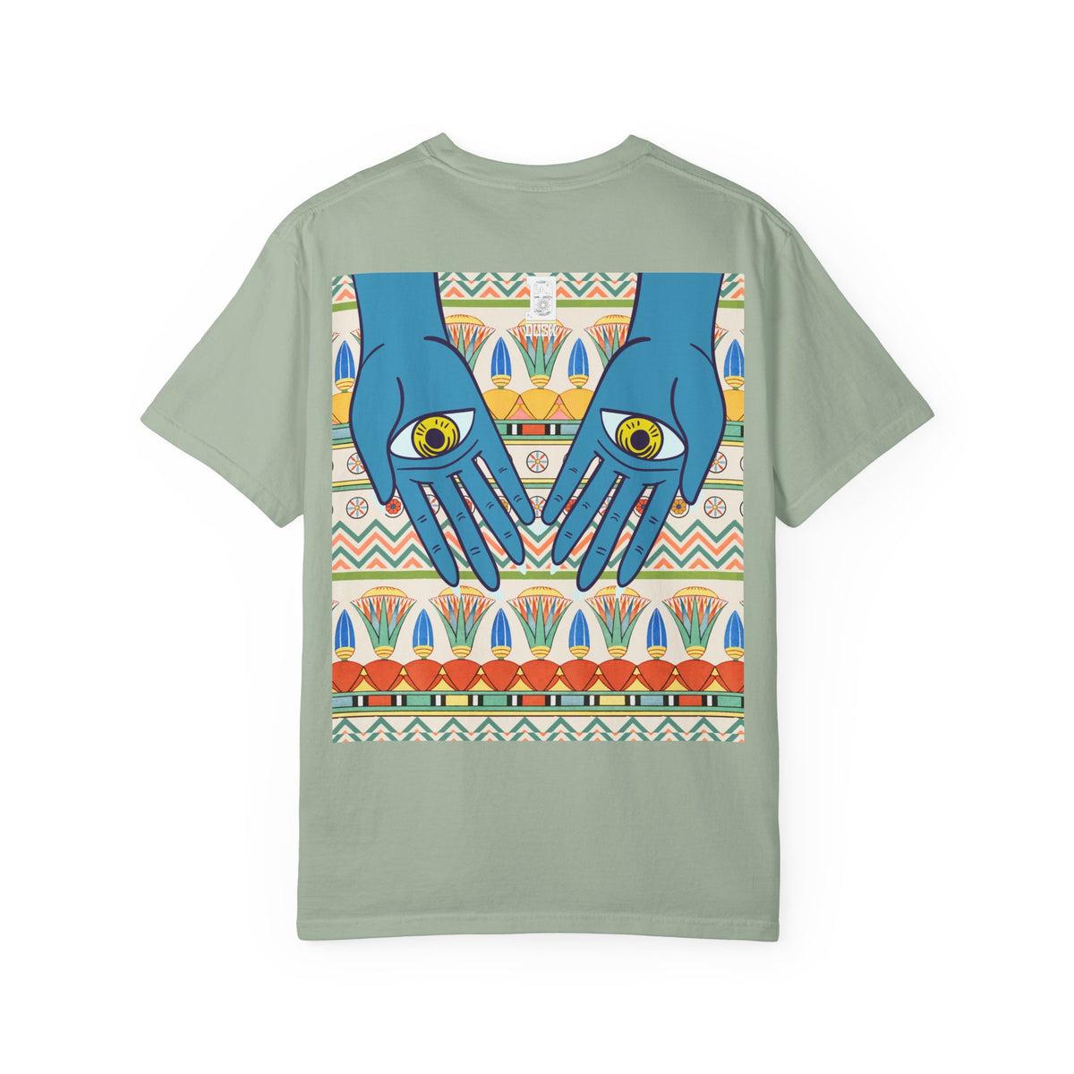 Blue Hand Eyes graphic T-shirt | Bohemian Eye Pattern Tee