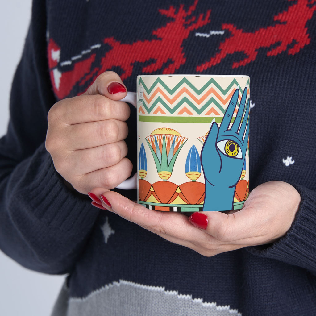 Mystic Hand Eyes Mug | Boho Tarot Illustration Ceramic Coffee Cup