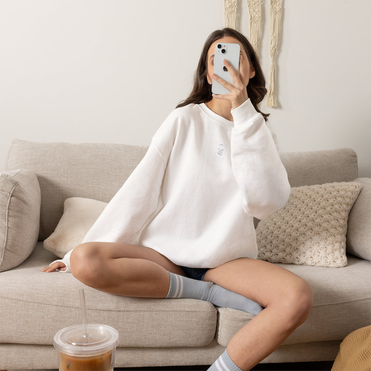 Minimalist Crewneck Sweatshirt - Tiny Center Logo, Clean Aesthetic Unisex Pullover, Cozy Everyday Sweater