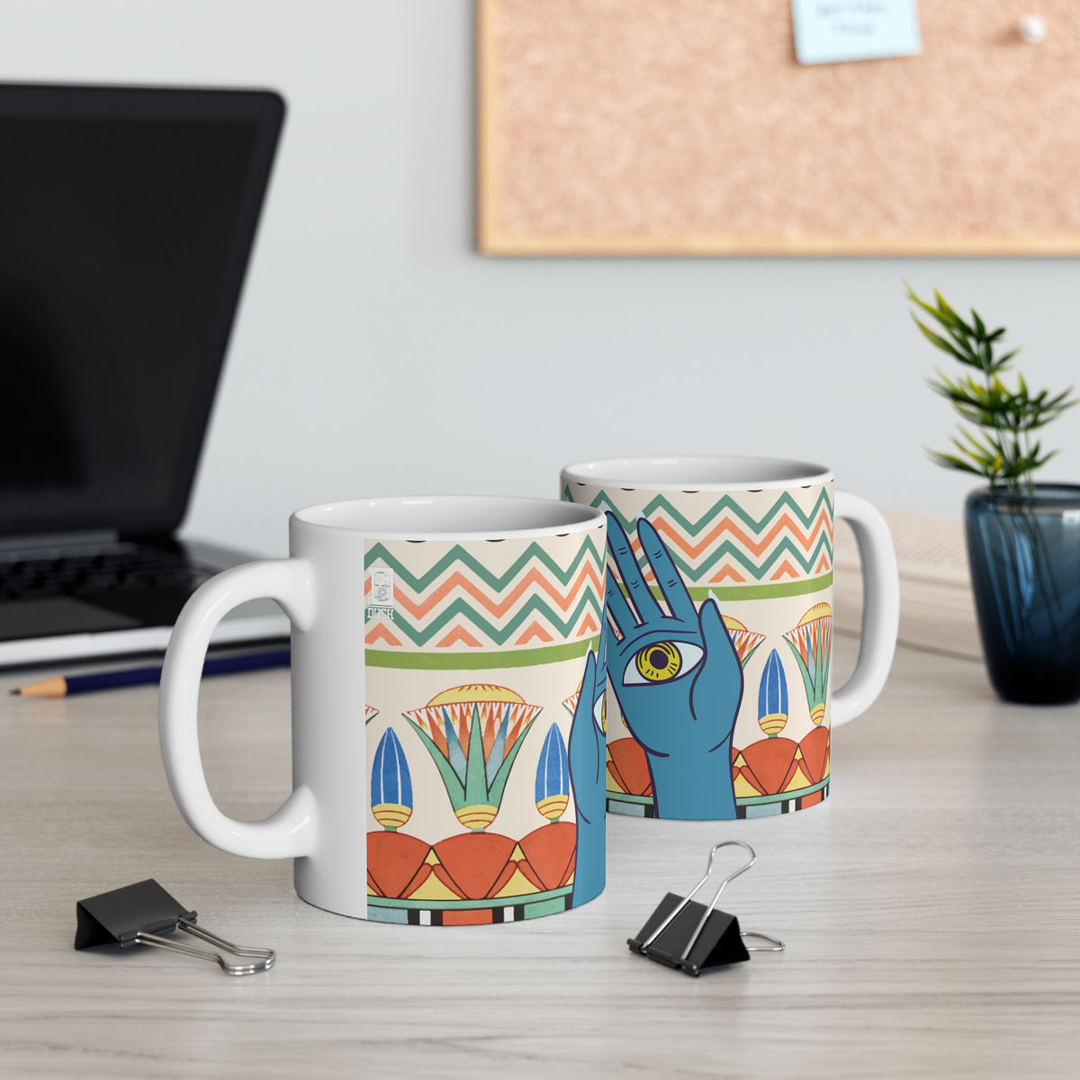 Mystic Hand Eyes Mug | Boho Tarot Illustration Ceramic Coffee Cup