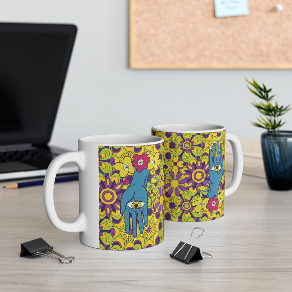 Retro Floral Pattern Mug | 11oz 15oz Ceramic