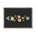 Celestial Woven Throw Blanket - Mystic Sun, Moon & Planets Cotton Tapestry, Boho Retro Cosmic Home Decor