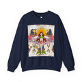 Sun Goddess Illustration Crewneck Sweatshirt | Retro Boho Floral Art