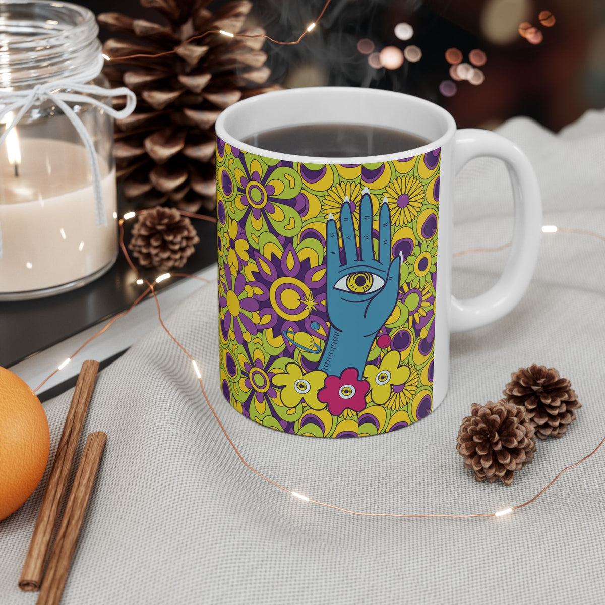 Retro Floral Pattern Mug | 11oz 15oz Ceramic