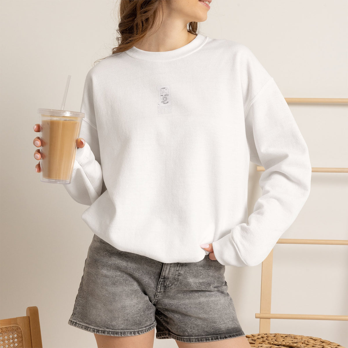Minimalist Crewneck Sweatshirt - Tiny Center Logo, Clean Aesthetic Unisex Pullover, Cozy Everyday Sweater