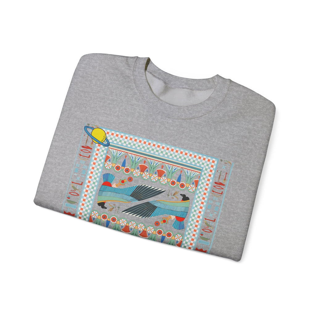 Folk Art Whale Sweatshirt - Boho Mystic Hands Crewneck, Retro Ocean Graphic Unisex Sweater