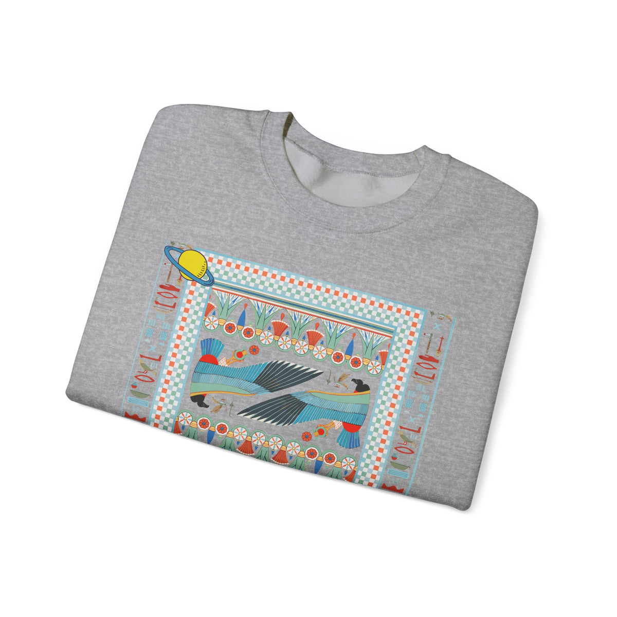 Folk Art Whale Sweatshirt - Boho Mystic Hands Crewneck, Retro Ocean Graphic Unisex Sweater