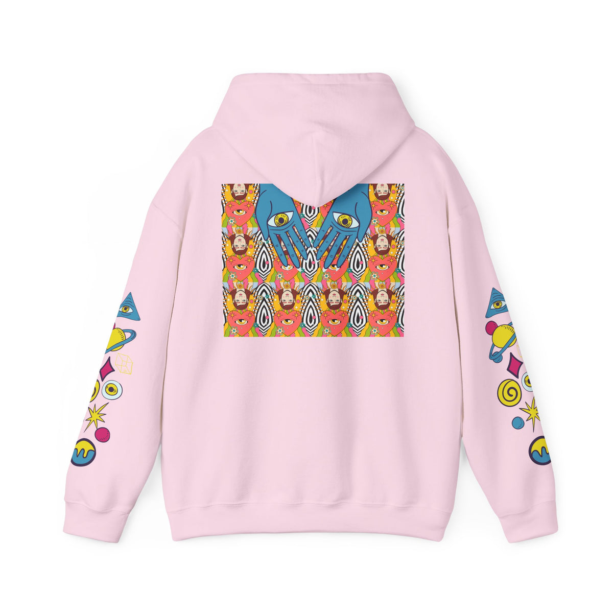 Blue Hand Eyes hoodie | Psychedelic Pattern Hoodie, Sleeve Graphic