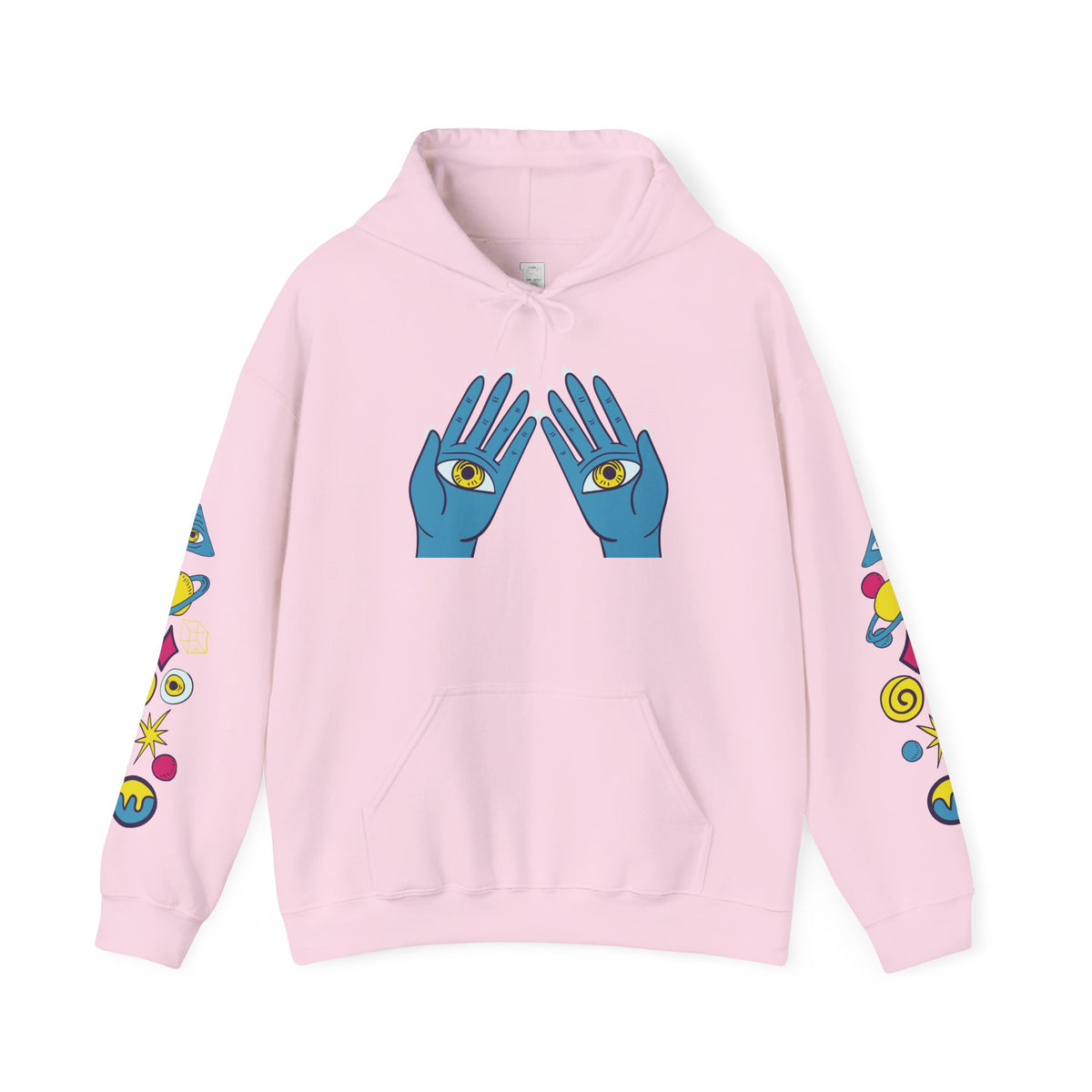 Blue Hand Eyes hoodie | Psychedelic Pattern Hoodie, Sleeve Graphic