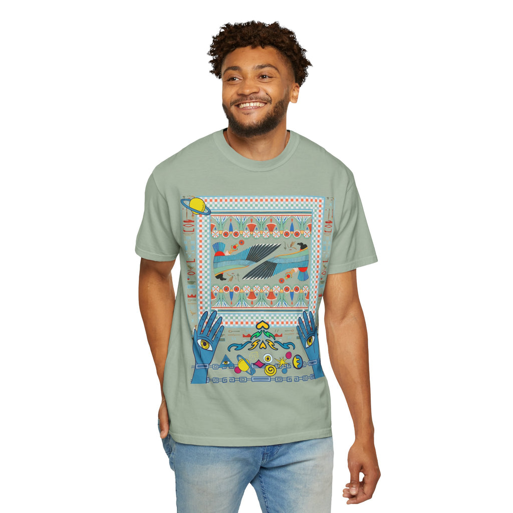 Mystic Hands Graphic Tee, Retro Folk Art Celestial Shirt, Comfort Colors Garment-Dyed Unisex T-Shirt