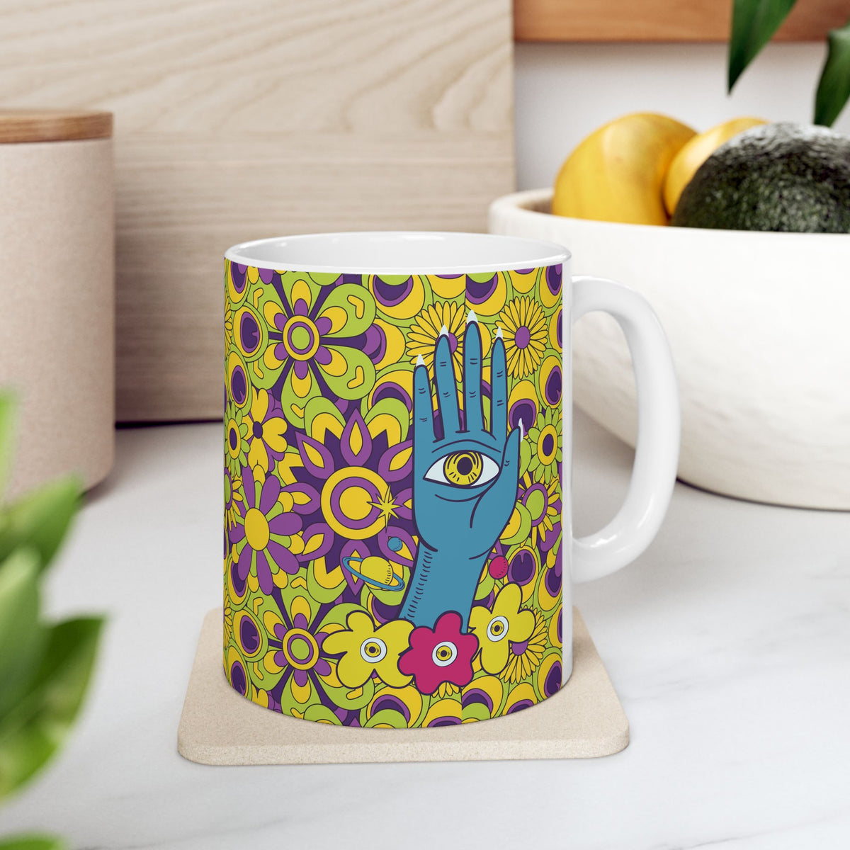 Retro Floral Pattern Mug | 11oz 15oz Ceramic