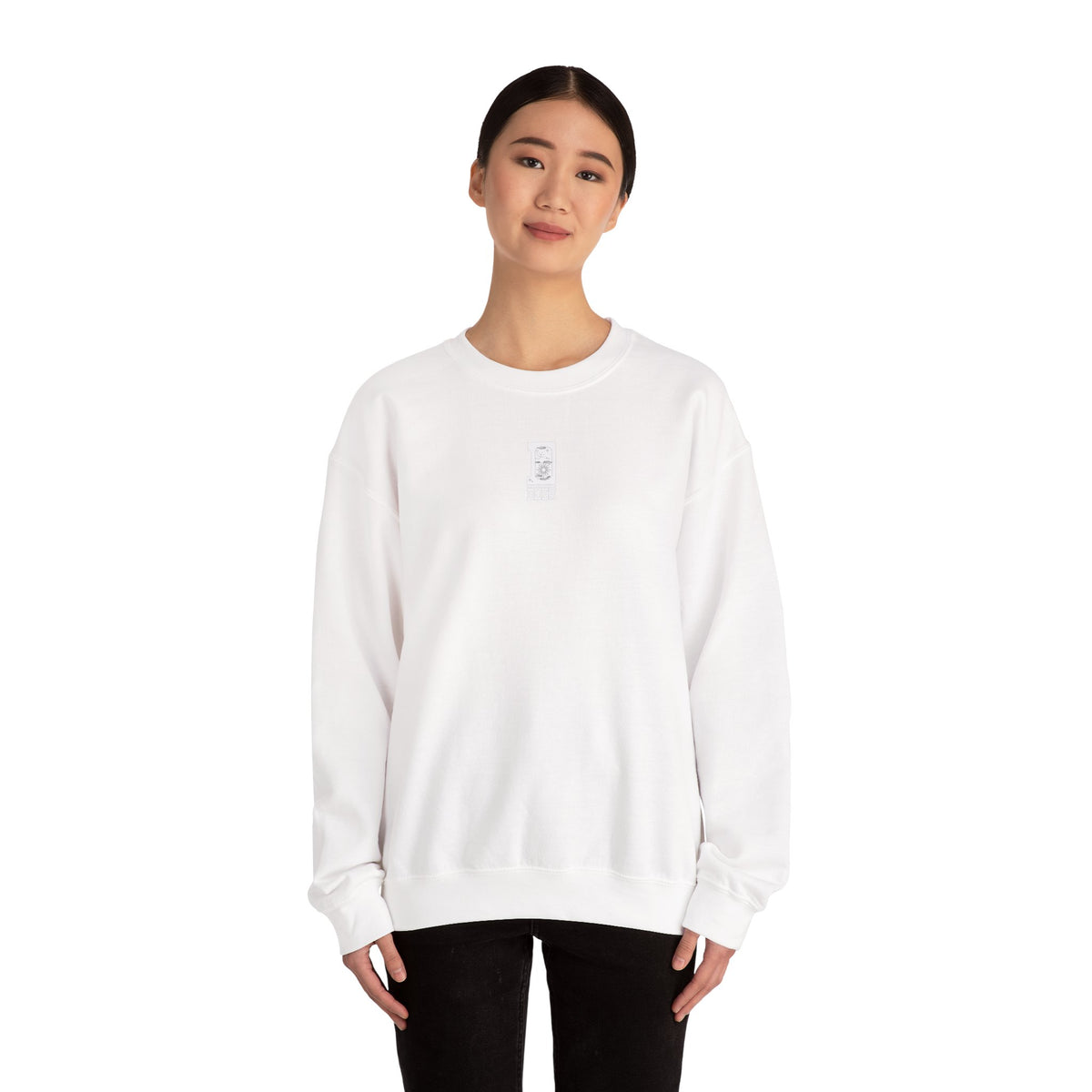 Minimalist Crewneck Sweatshirt - Tiny Center Logo, Clean Aesthetic Unisex Pullover, Cozy Everyday Sweater
