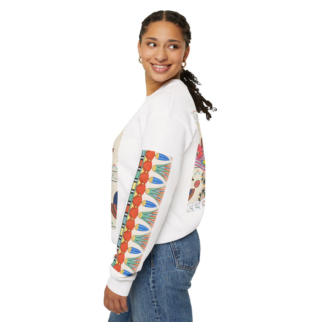 Egyptian Horus Pattern Sweatshirt | Retro Folk Art Crewneck