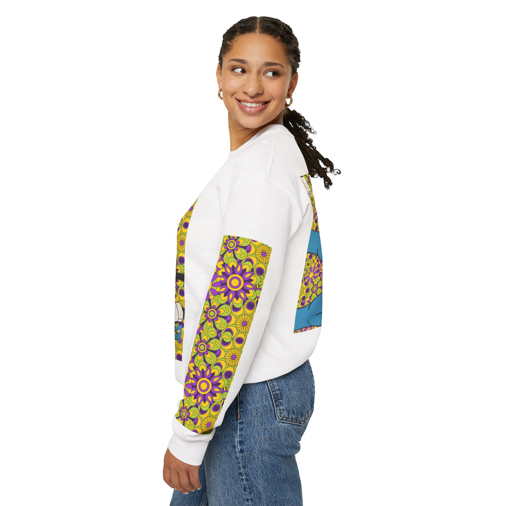 Psychedelic Tongue & TV Illustration Sweatshirt | Kaleidoscope Sleeve Art